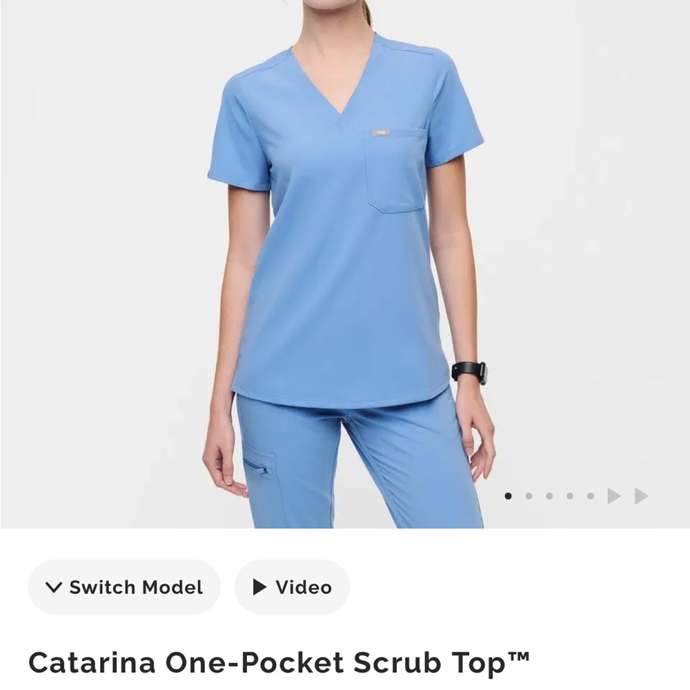 FIGS Catarina Scrub Top Ceil Blue XXS